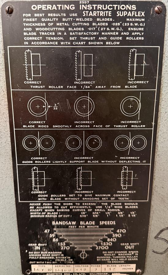 Used Startrite Volant 14V10 Vertical Bandsaw