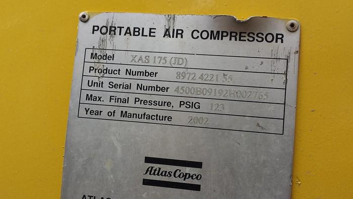 Used 2002 ATLAS COPCO XAS175JD
