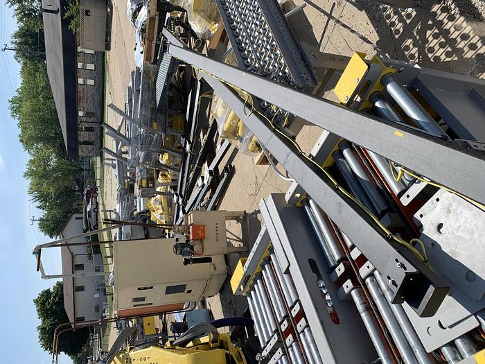 Used CONVEYOR SECTIONS, BALL, ROLLER, POWERED PLC CONTROLLED TRANSFER CONVEYOR,  SAFTEY FENCING