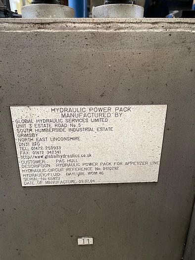 Used Stein SMCD pre-coater and SFL 412 breading applicator machine with Hydraulic Power Pack