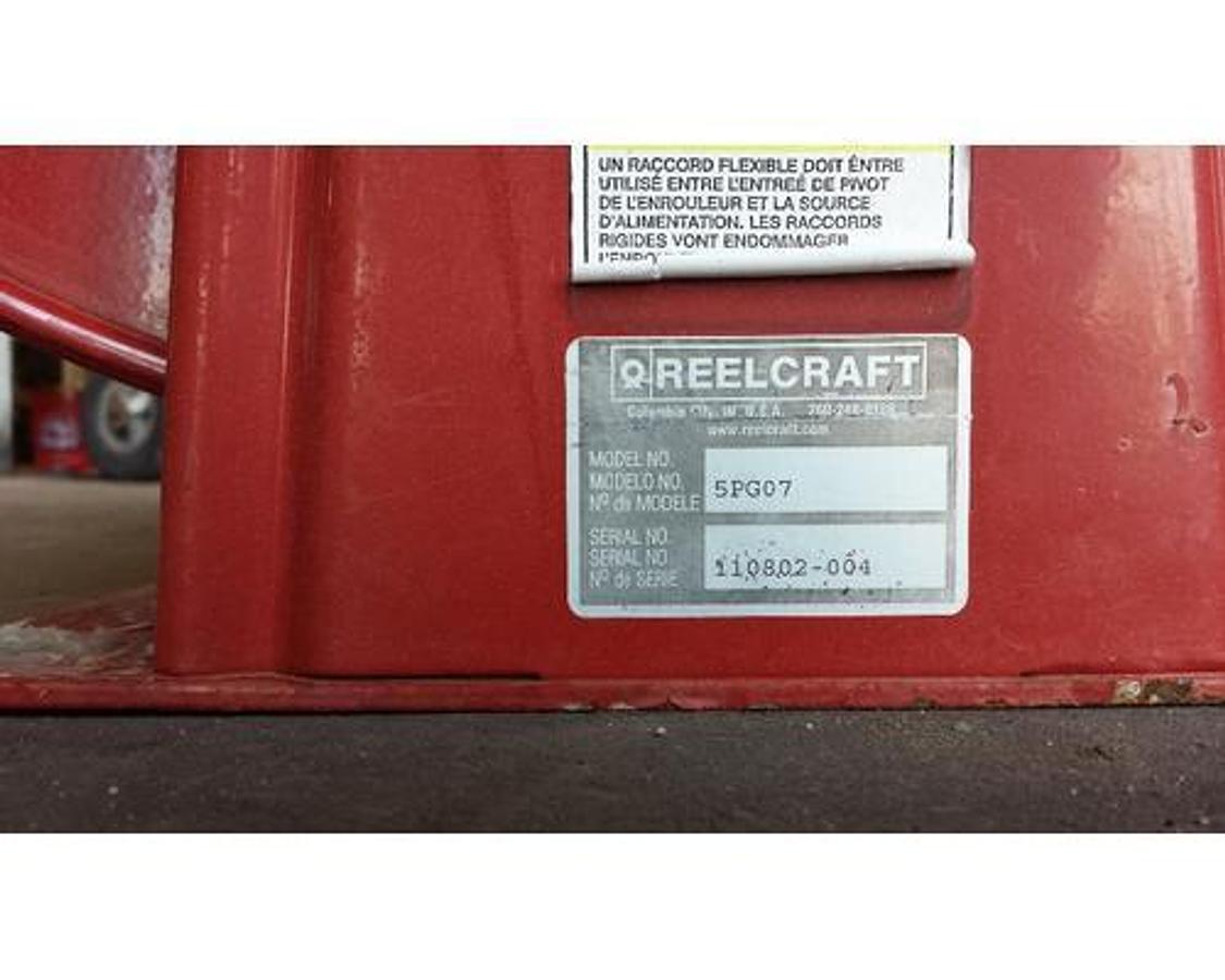 Used GOOD USED REELCRAFT HOSE REEL W/ HOSE 75 FT. 1" MODEL # 5PG07