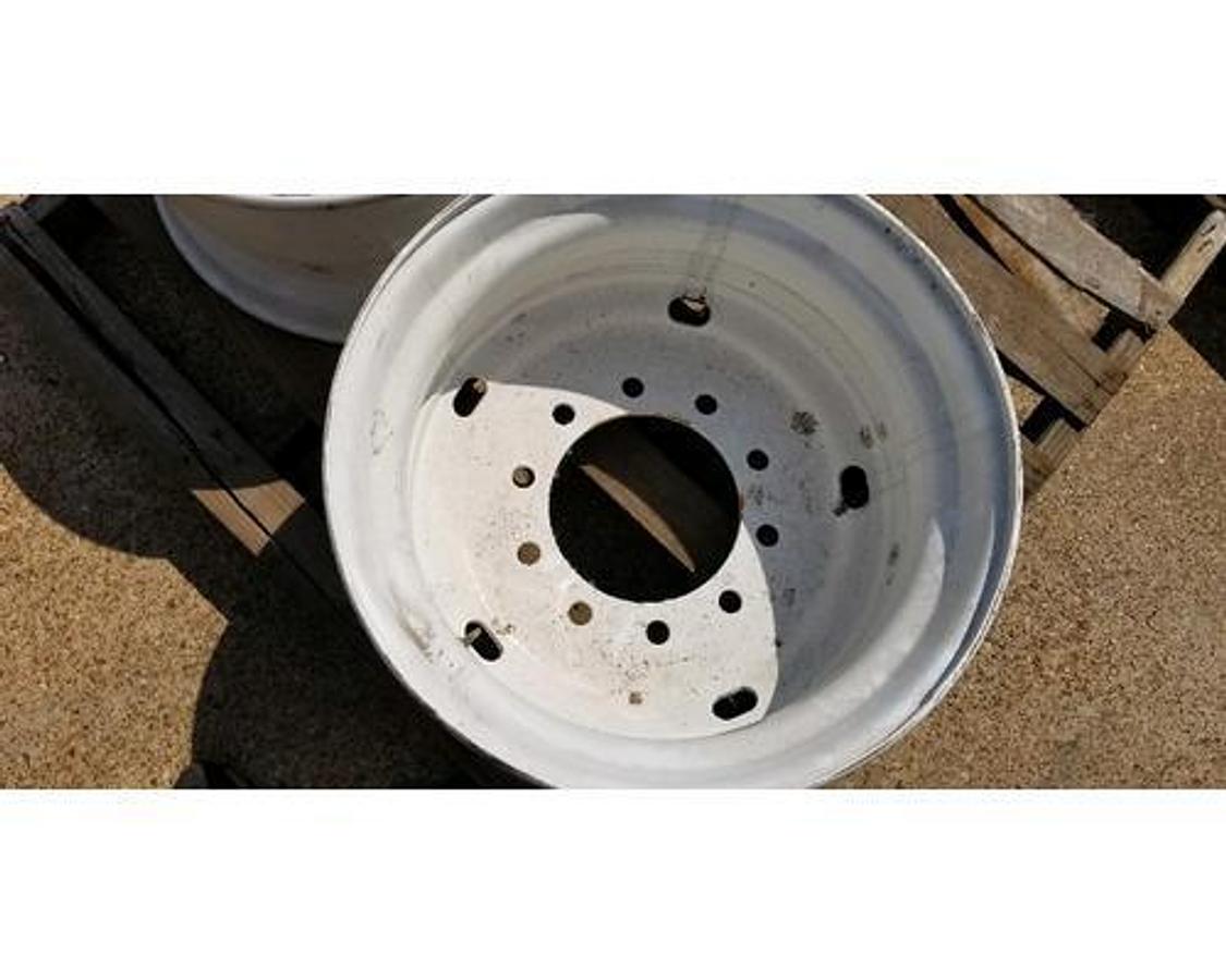 New surplus NEW SURPLUS 22.5 X 12.25 FLOATATION WHEEL STEEL 11" DEEP TO MOUNT 3" BACK SIDE OFF SET.  10 HOLE PILOT