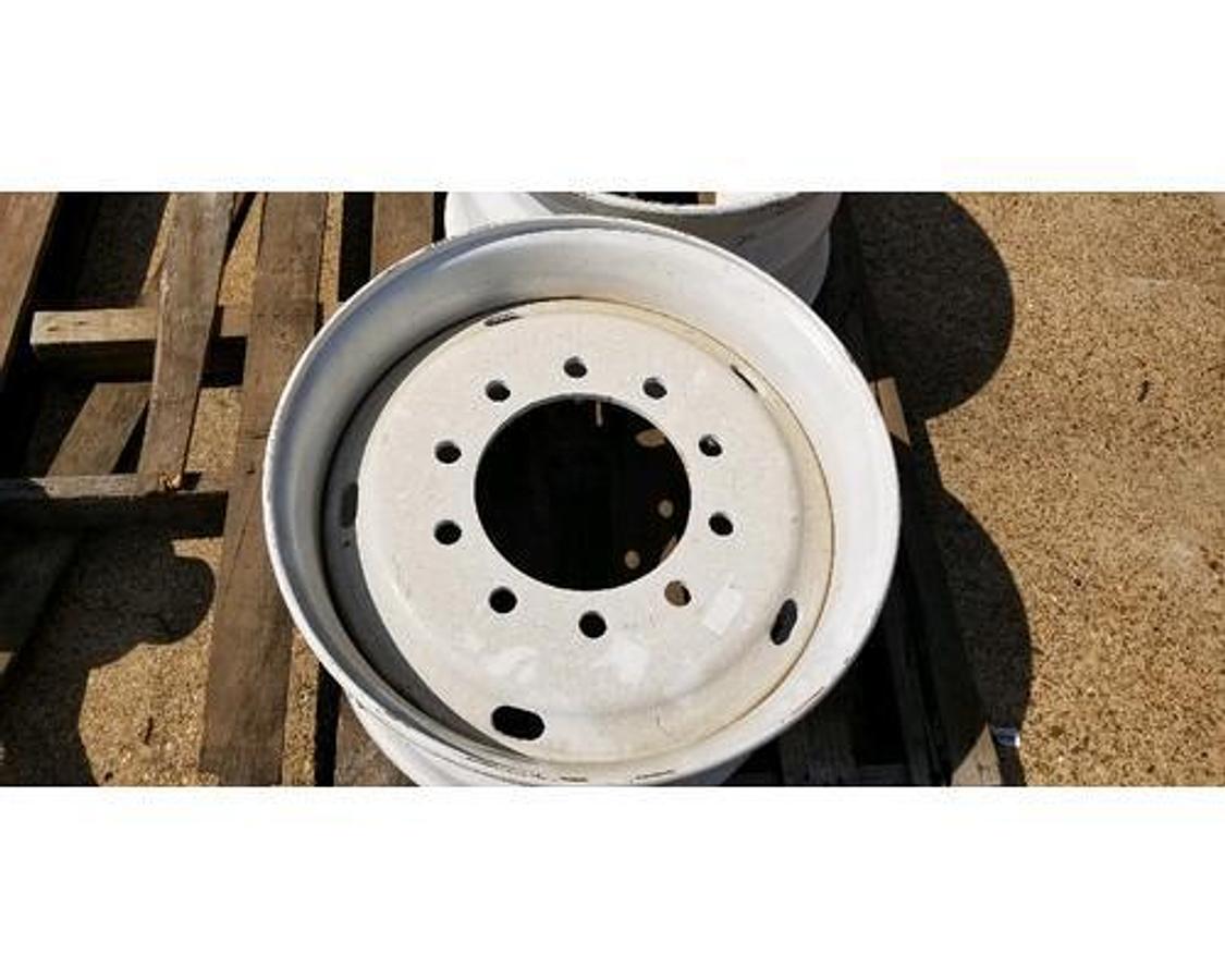New surplus NEW SURPLUS 22.5 X 12.25 FLOATATION WHEEL STEEL 11" DEEP TO MOUNT 3" BACK SIDE OFF SET.  10 HOLE PILOT