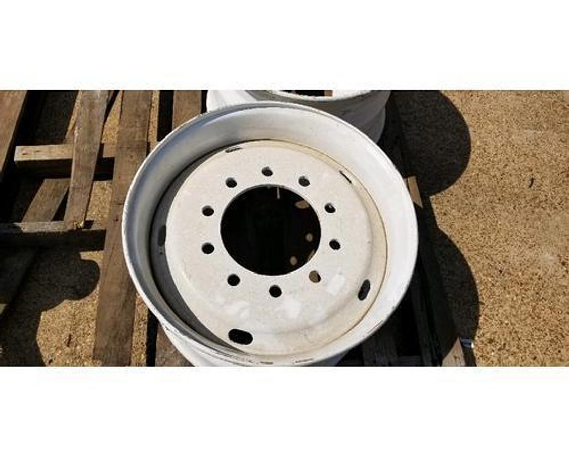 New surplus NEW SURPLUS 22.5 X 12.25 FLOATATION WHEEL STEEL 11" DEEP TO MOUNT 3" BACK SIDE OFF SET.  10 HOLE PILOT