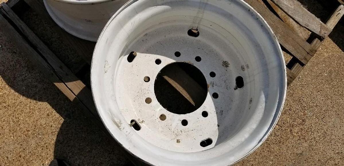 New surplus NEW SURPLUS 22.5 X 12.25 FLOATATION WHEEL STEEL 11" DEEP TO MOUNT 3" BACK SIDE OFF SET.  10 HOLE PILOT