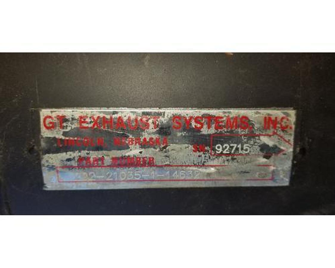 New surplus NEW SURPLUS GT EXHAUST  SILENCER # 202-21035-1-14632    SN# 92715
3-1/2" " I.D. INLET & OUTLET    14" DIAMETER     BODY LEGTH 21"