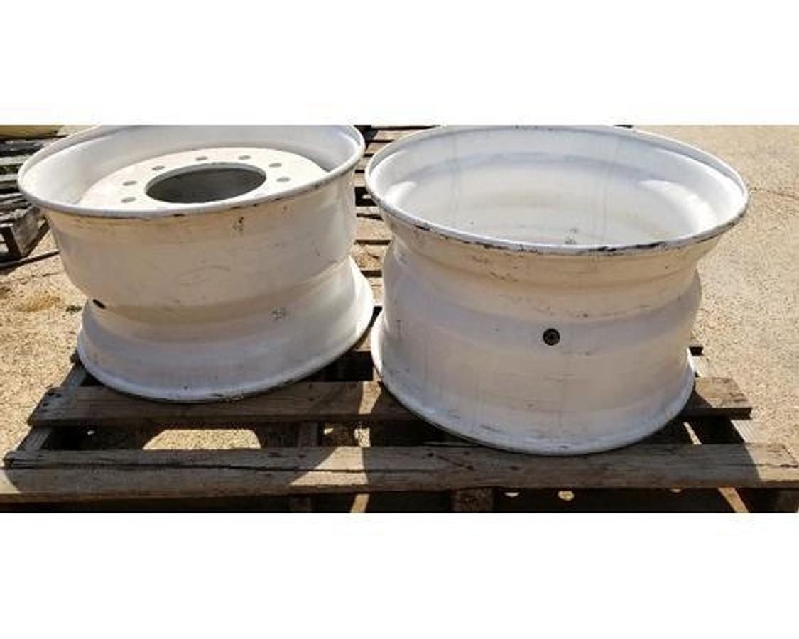 New surplus NEW SURPLUS 22.5 X 12.25 FLOATATION WHEEL STEEL 11" DEEP TO MOUNT 3" BACK SIDE OFF SET.  10 HOLE PILOT