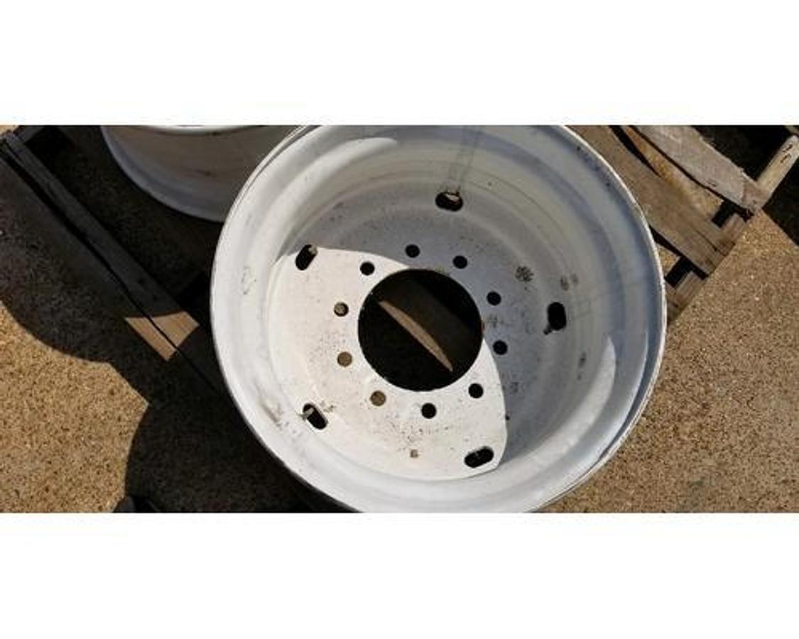 New surplus NEW SURPLUS 22.5 X 12.25 FLOATATION WHEEL STEEL 11" DEEP TO MOUNT 3" BACK SIDE OFF SET.  10 HOLE PILOT