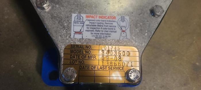 NEW SURPLUS DBI SALA # 3403600 Sealed Self Retracting Lifeline With 3/16" Galvanized Steel Wire Rope, 130' Length, Coated Sealed