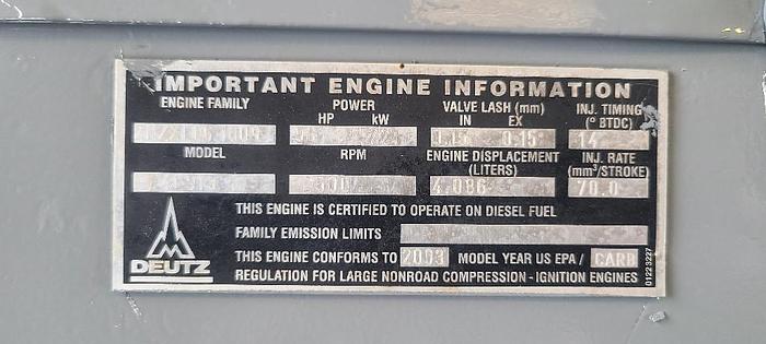 Used USED DEUTZ MOD# BF4L913 ENGINE SN# 8177302 EXC.