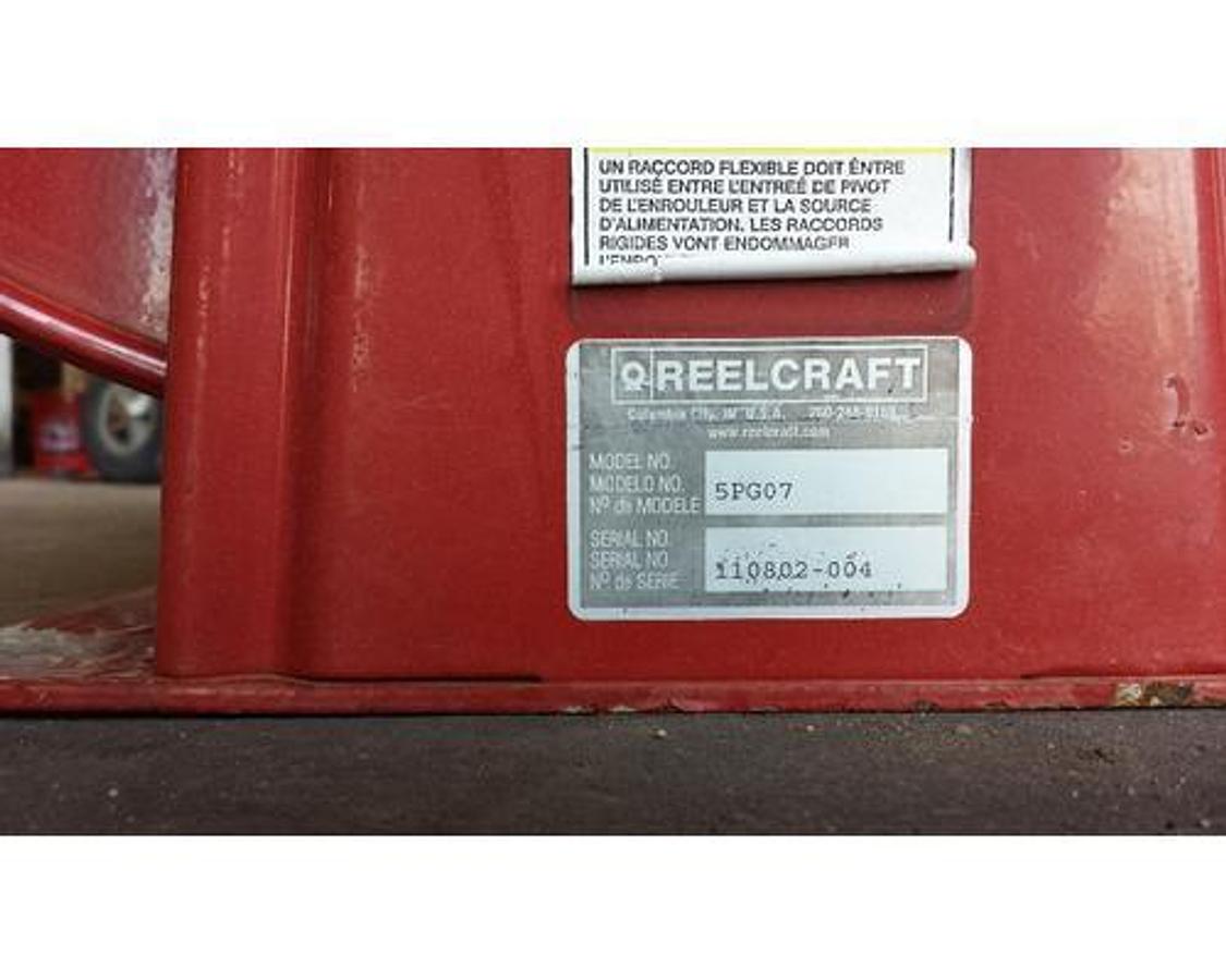 Used GOOD USED REELCRAFT HOSE REEL W/ HOSE 75 FT. 1" MODEL # 5PG07