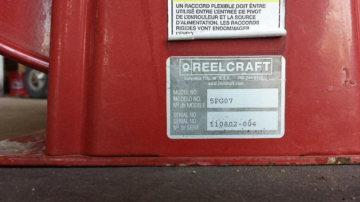 Used GOOD USED REELCRAFT HOSE REEL W/ HOSE 75 FT. 1" MODEL # 5PG07