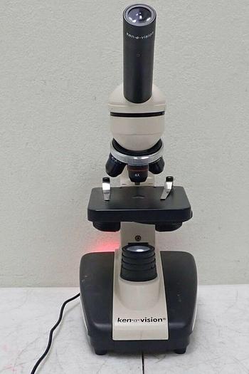 Used Ken-A-Vision Model T-1201C Monocular Microscope w/ 3 Objectives 4x, 10x, 40x