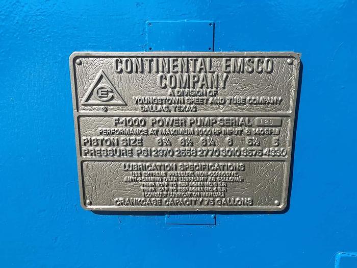 Used Continental Emsco F-1000 Triplex Mud Pump