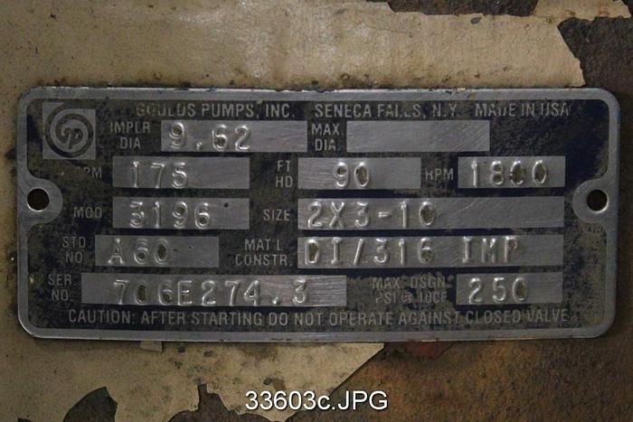 Used Goulds 3196 2x3x10 Pump #33603