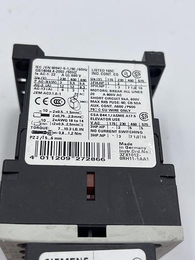 Used Siemens 3ZX1012-0H11-1AA1, 3RH1911-1FA11
