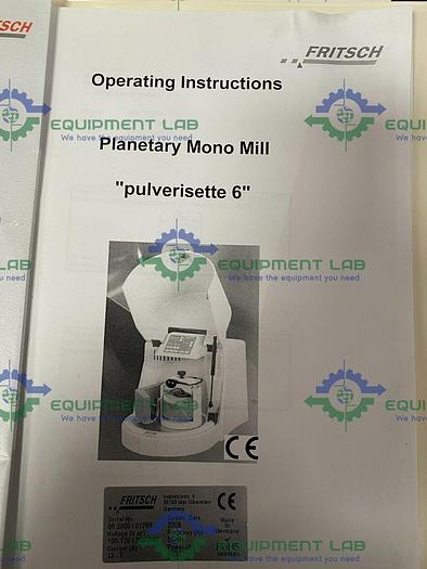 Used Fritsch Pulverisette 6 Planetary Mono Mill Mixer w/ Accessories 120/240V