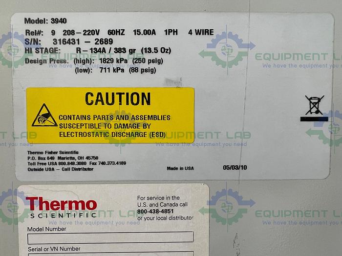 Used Thermo Fisher   3940  Refrigerated Incubator w/ Humidity 29 Cu Ft., 0° to 60°C
