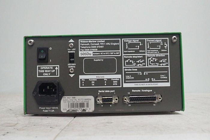 Used Watson Marlow 505DU Digital Auto 55RPM Peristaltic Pump with 505LA Head