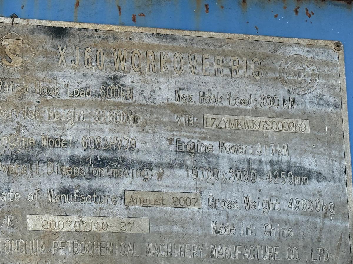 Used 2007 MOOR RIG XJ60 DD 104'-200K 5-AXLE WELL SERVICE WORKOVER RIG