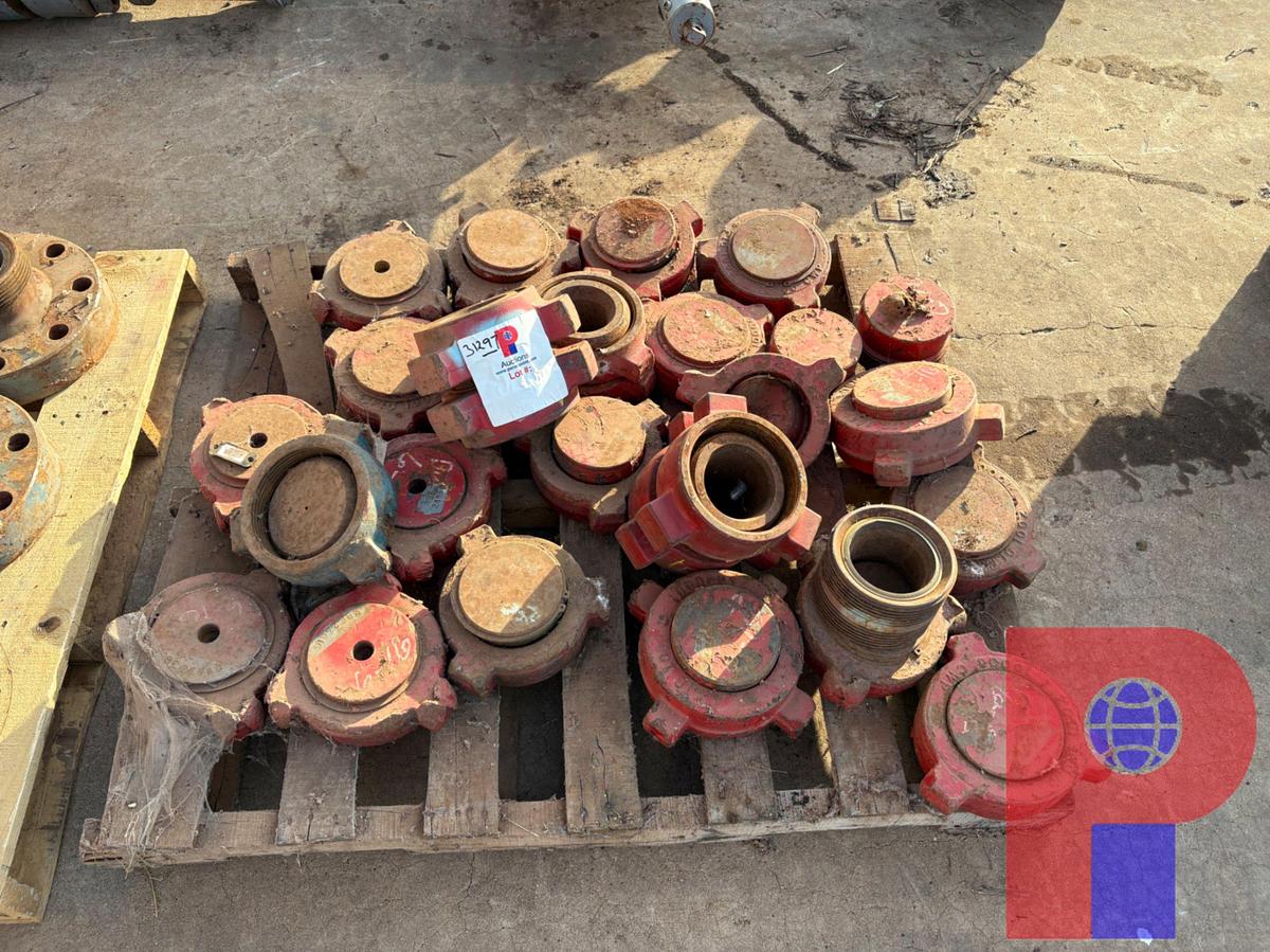 Used (2) PALLETS W/ 4” WECO FLANGES, 4” 1502 “Y”, 4” 1002 ELBOWS, 4” 1502 & 1002 HAMMER UNIONS