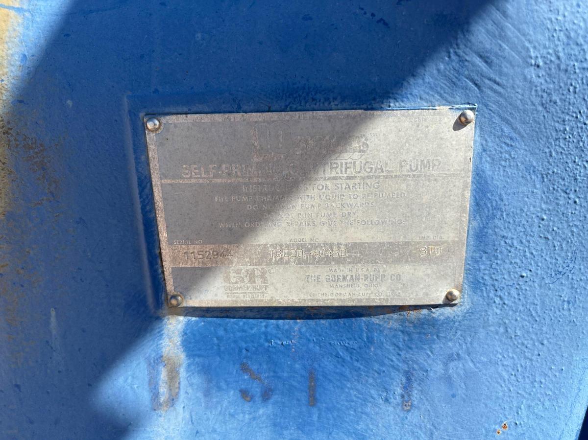 Used GORMAN RUPP SERIES 10 CENT PUMP MTD ON S/A BUMPER PULL TRAILER