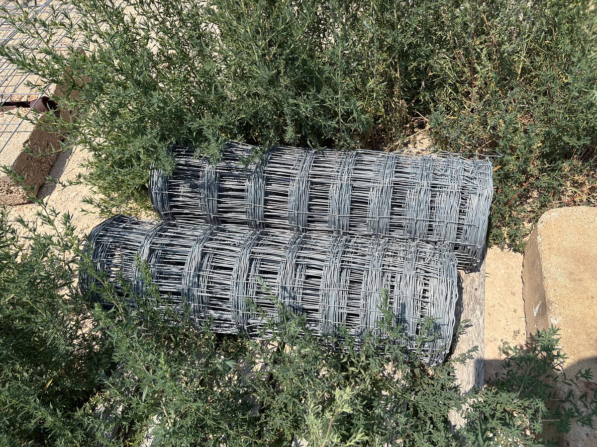 Used (2) rolls 330’ x 48” & (2) rolls of 330’ x 38” galvanized fence, assorted wooden posts, 3” poly pipe, etc