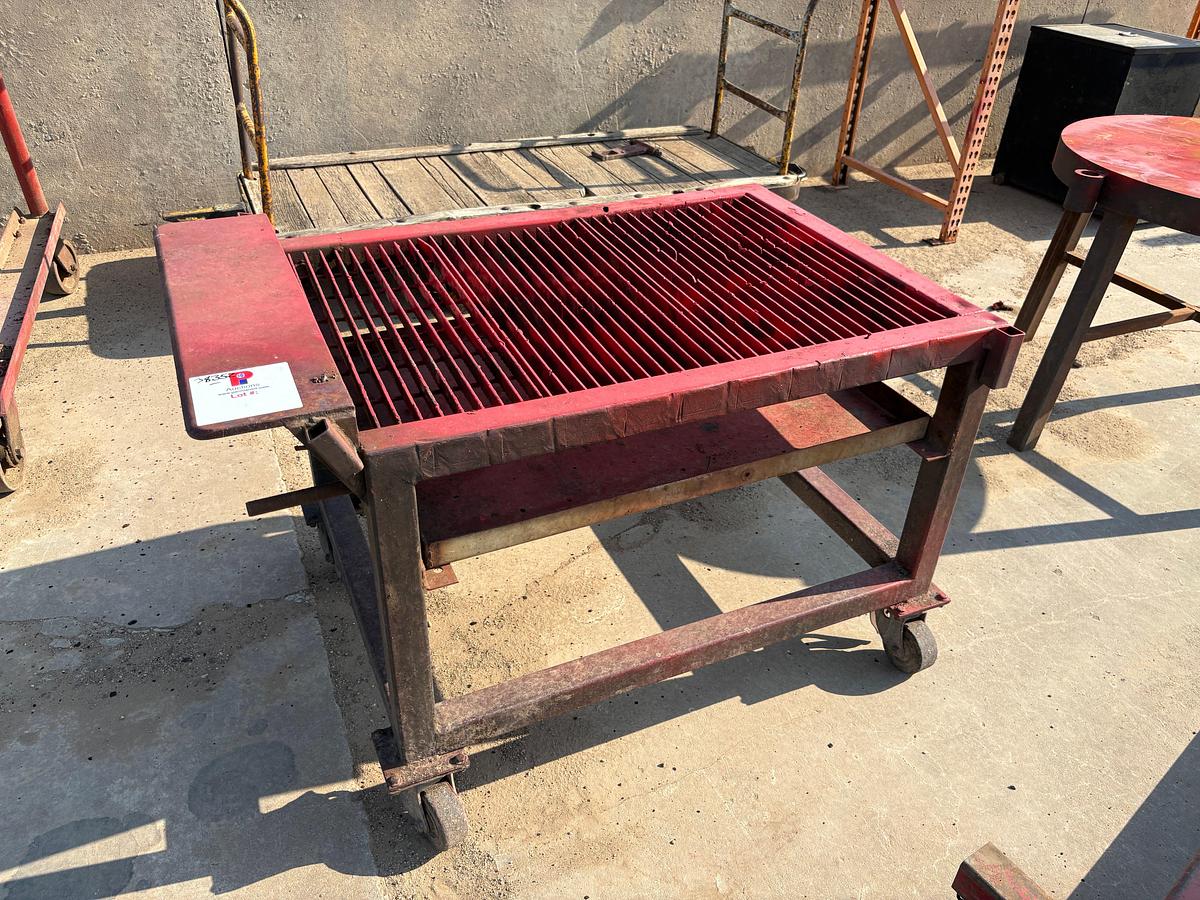 Used 53” x 32” x 32” rolling tool cart & 40”DIA x 32” round shop table