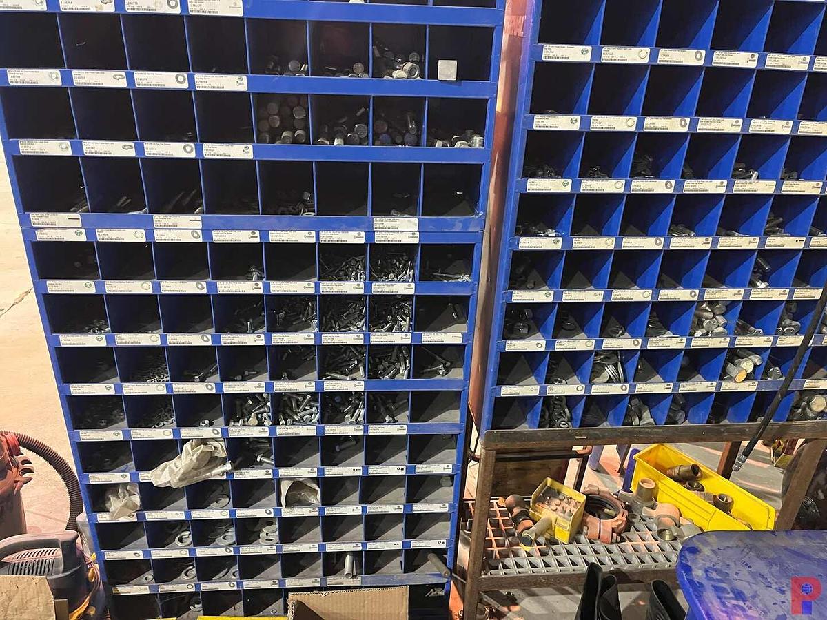 Used LOT OF ASSORTED HAND TOOLS, SHOP TOOLS, BOLT BINS, SHOP VACS ETC.