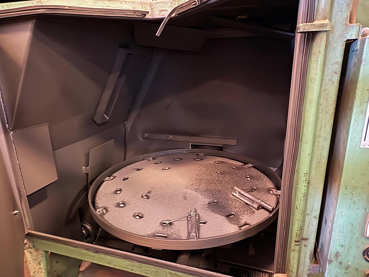 Used Goff 48 table blast machine w/ loop elevator
