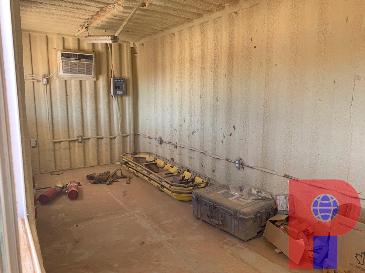 Used 19’ 9” L X 8’ W SEA CONTAINER OFFICE WITH PORCH SHADE