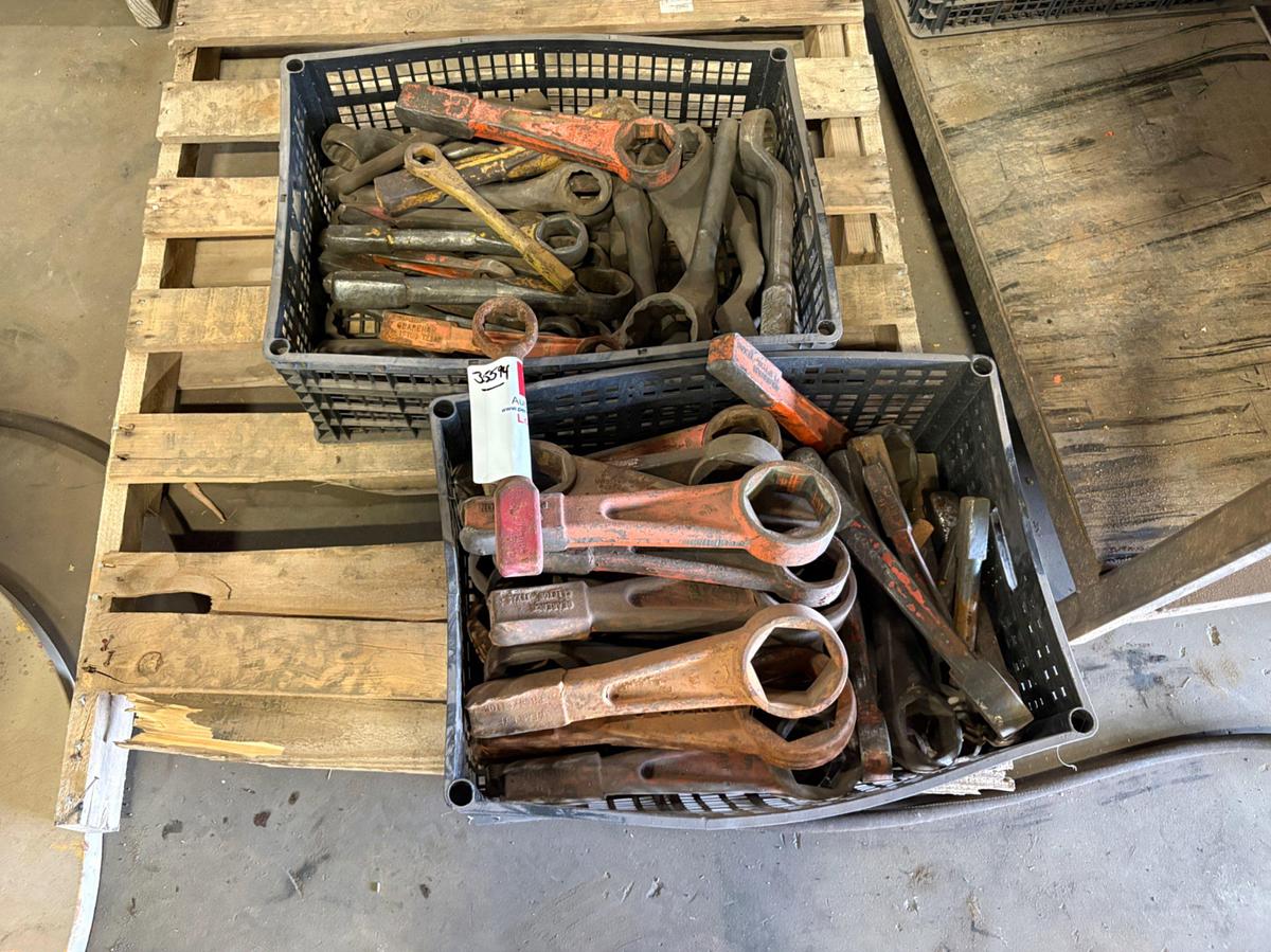 Used (2) crates of assorted hammer wrenches, 1” to 2-7/8” wrenches