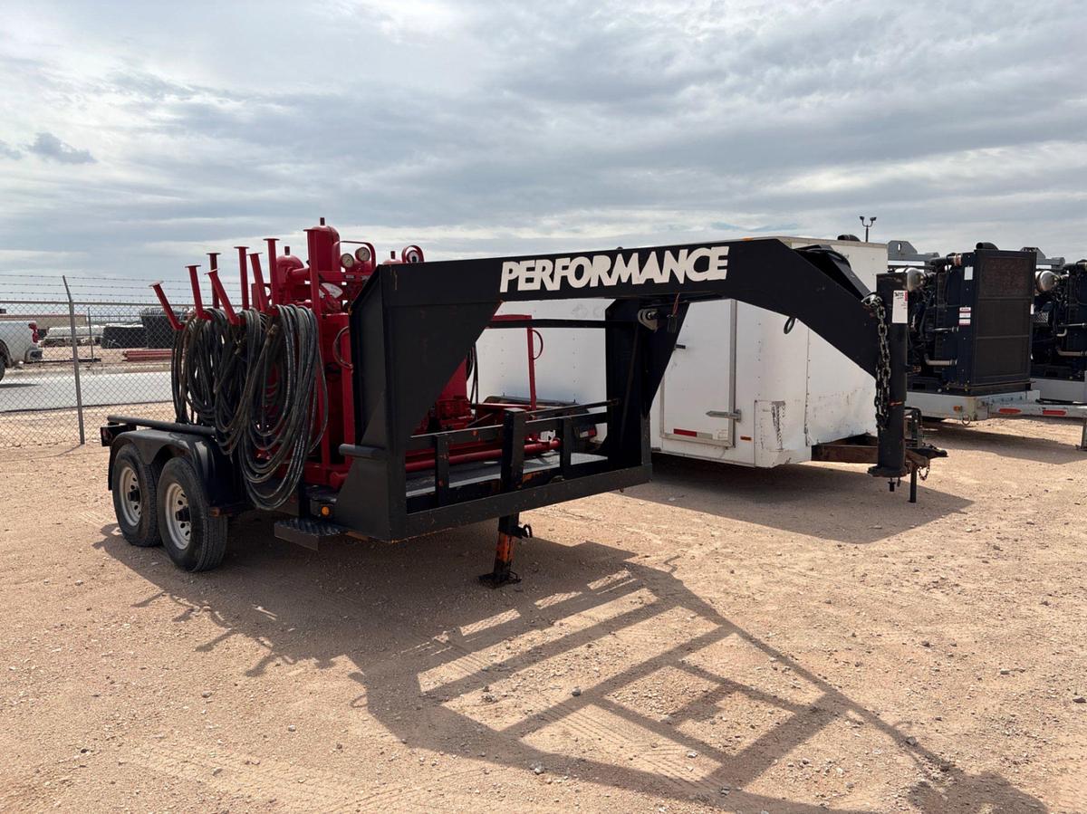 Used 3-station closing unit mtd on 12’ x 7’ t/a gooseneck trailer