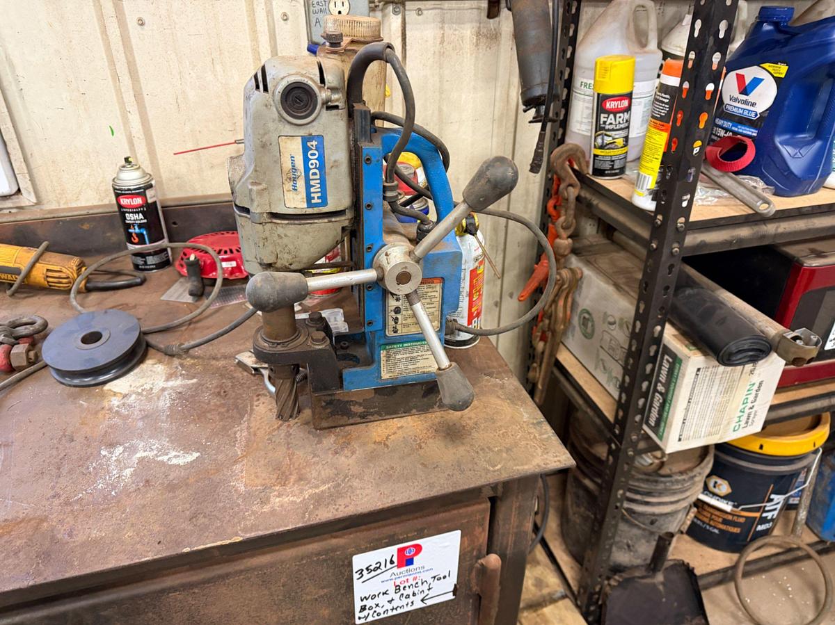 Used Work Bench, Tools & Tool Boxes on east wall to include: