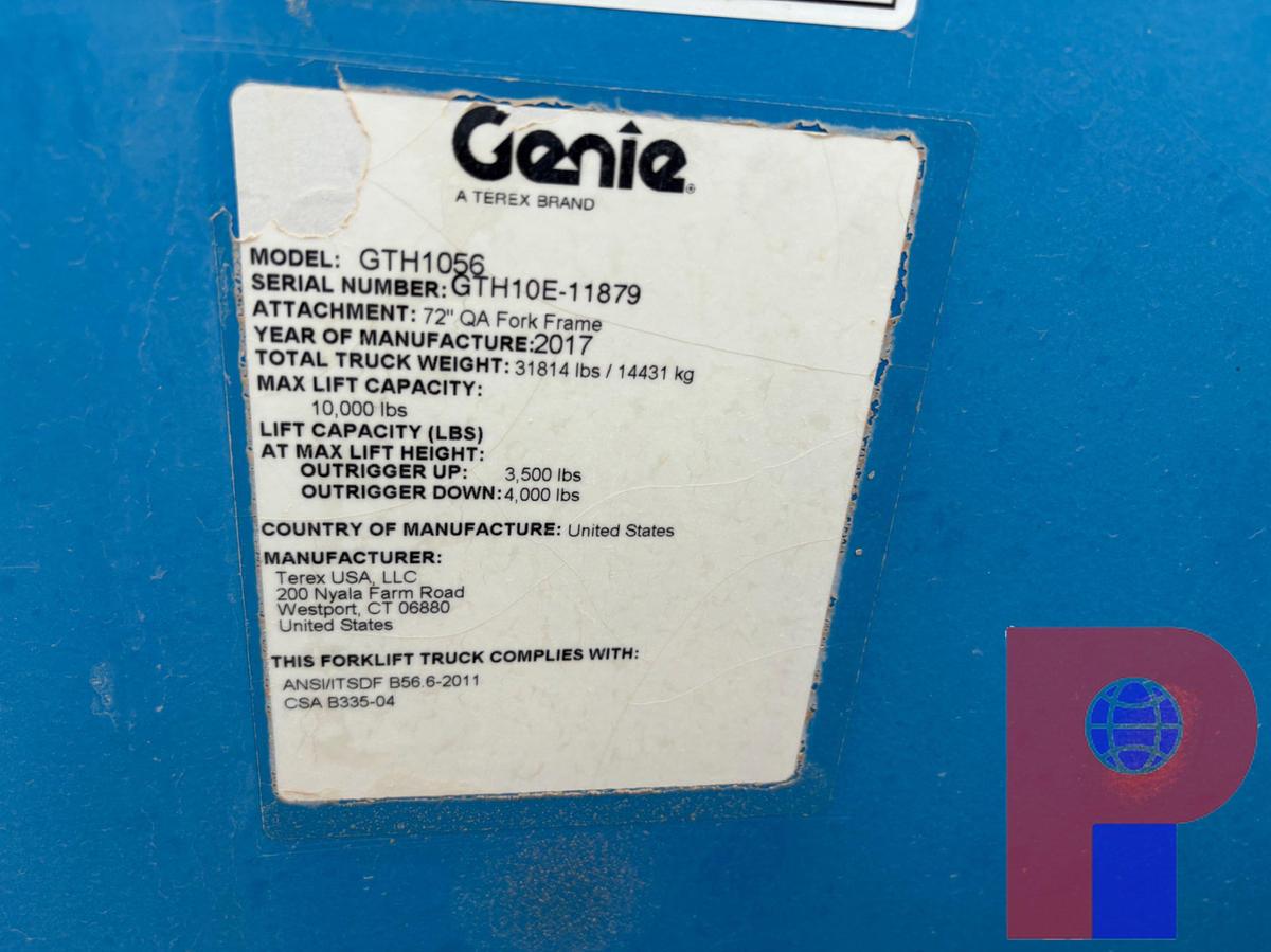 Used 2017 GENIE GTH-1056 10,000LB TELEHANDLER
