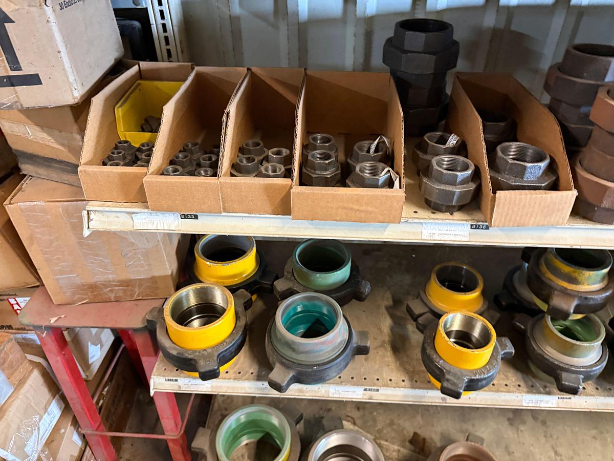 Used SECTION OF (25+) HEAVY WALL 2” THRU 9-5/8” 8RD STEEL SLIP JOINTS, (25+) FIG 100 & 200 PIPE UNIONS