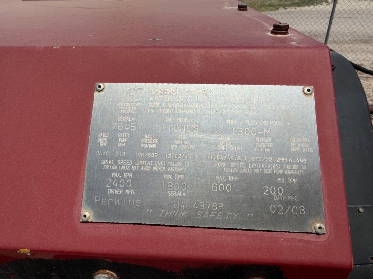 Used Gardner Denver 110HDS 10k Water Jetting System