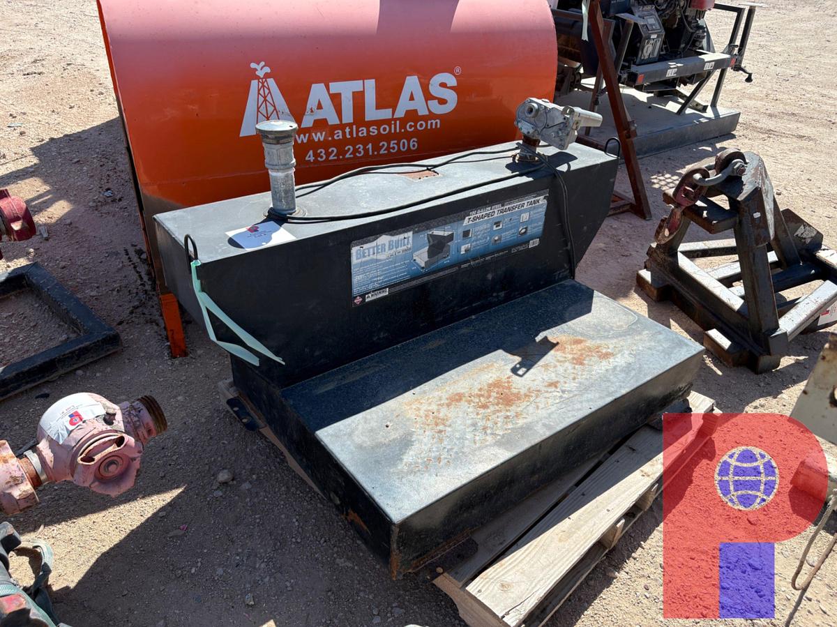 Used (2) 100-GALLON L-SHAPED FUEL TRANSFER TANKS W/ PUMPS