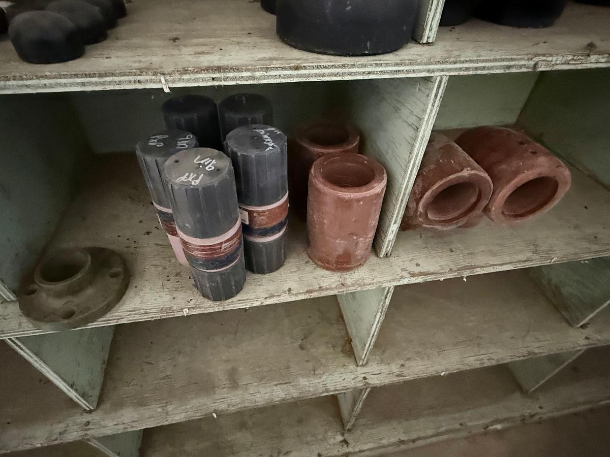 Used SECTION OF (40+) 1” THRU 6” BUTT WELD STEEL FITTINGS, (1) 20” BUTT WELD CAP, & SOME FIBERGLASS FITTINGS