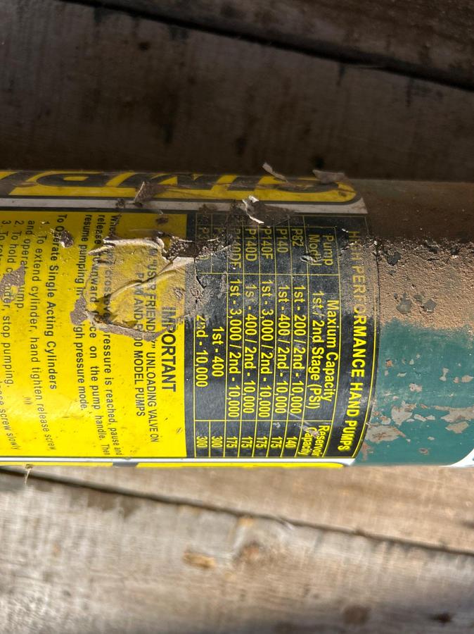 Used SIMPLEX 10,000 PSI HAND PUMP HOSE CRIMPING MACHINE