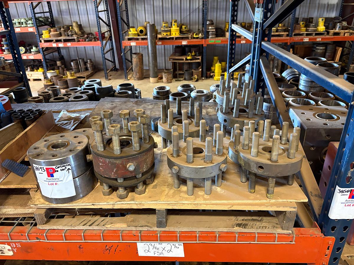 Used Contents of (3 shelves) w/ assorted DSAs, 5” 10k x 11” 5k spools, 7” valve gates, etc.