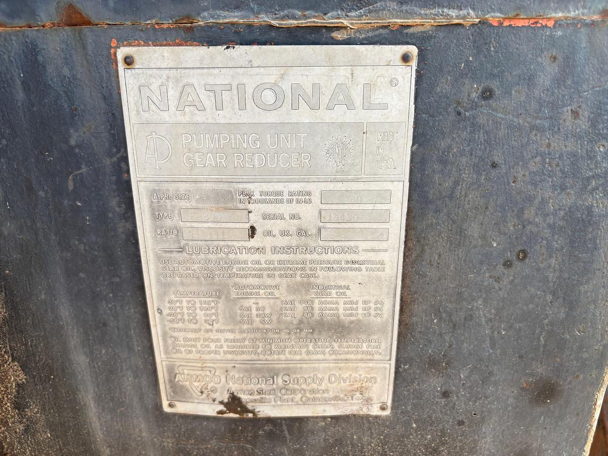 Used National F-80D pumping unit & pupco D5705 pumping unit gear box