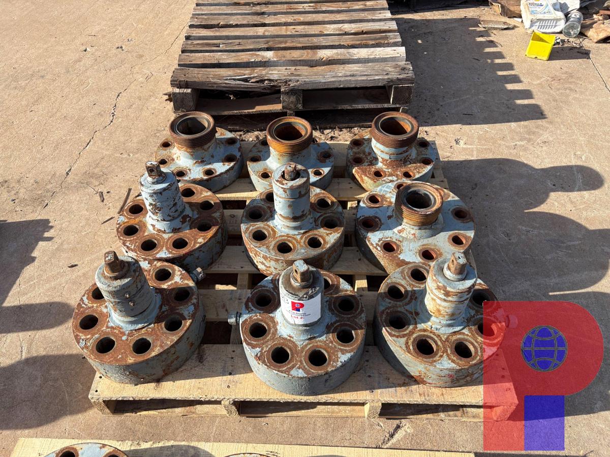 Used (9X$) (5) FRAC VALVE STEM FLANGES & (4) 3” & 4” WECO FLANGES