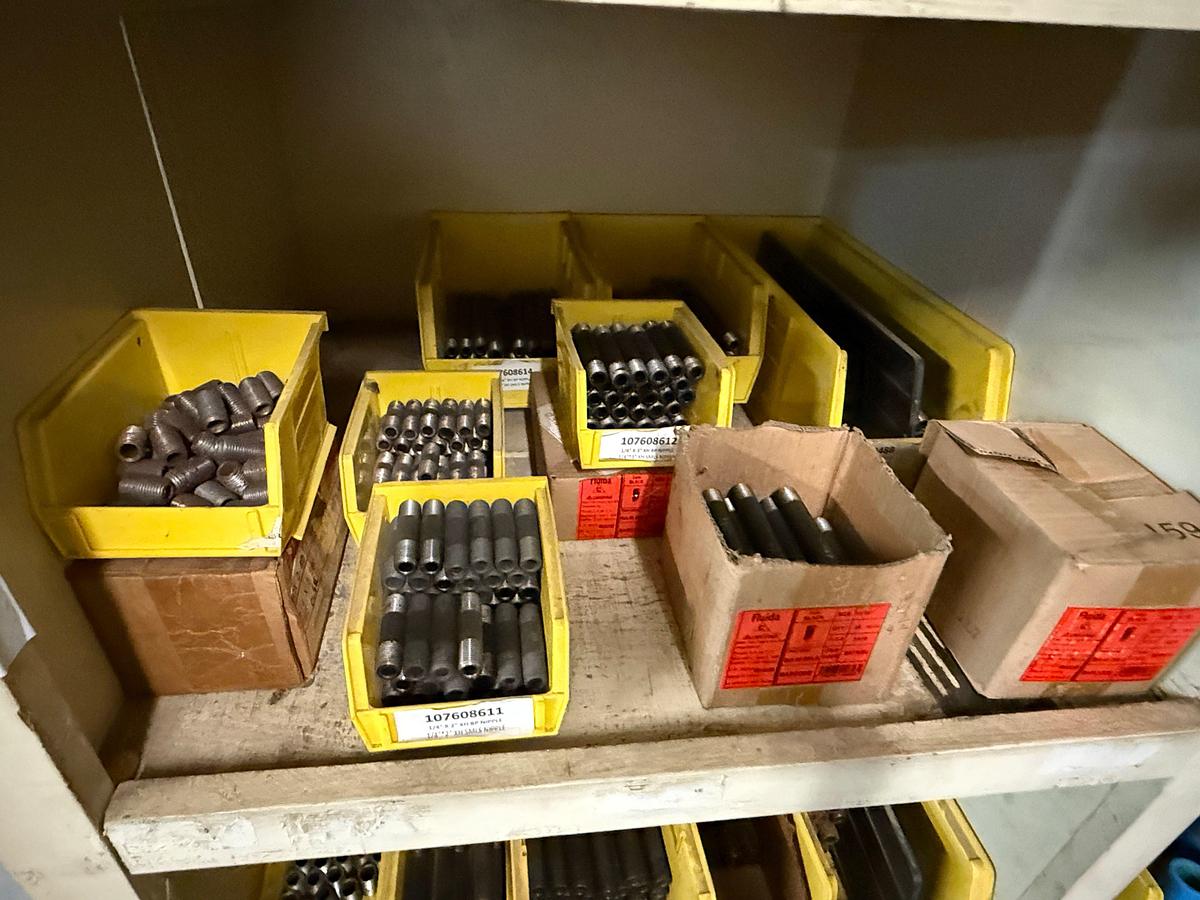 Used SECTION OF (300+) MOSTLY HEAVY WALL 1/4” THRU 2” OD PIPE NIPPLES