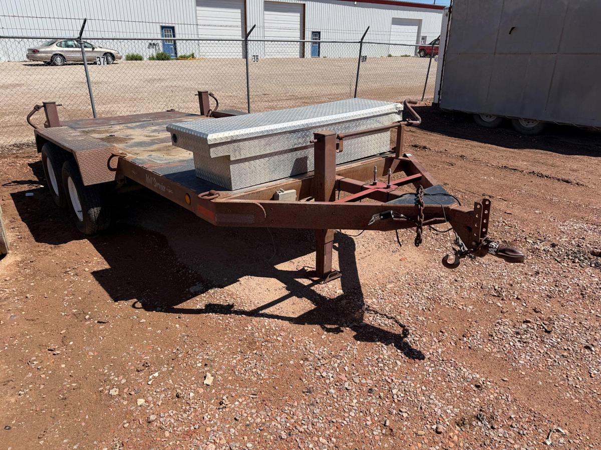 Used 2006 Shopbuilt 15’ t/a steel deck utility trailer
