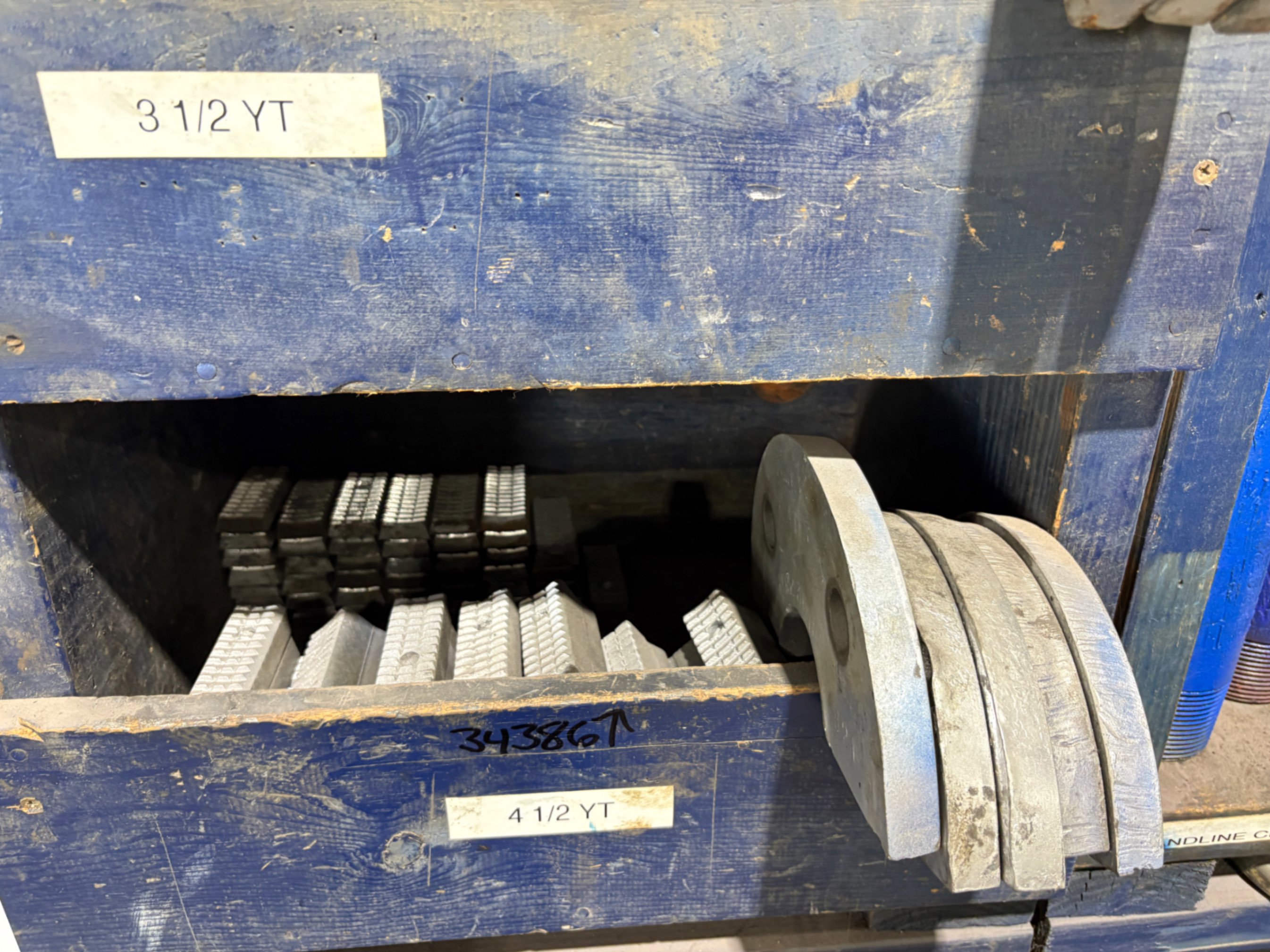 Used (3) shelf sections of YT slip type elevator parts/ dies