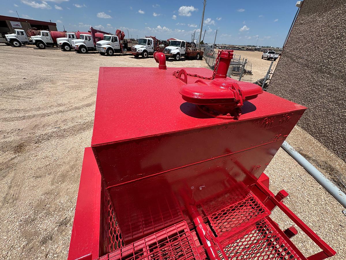 Used 5’ x 5’ x 4.5’ 18BBL OIL TANK MTD ON 12’ x 6.5’ SHOPBUILT BUMPER PULL TRAILER