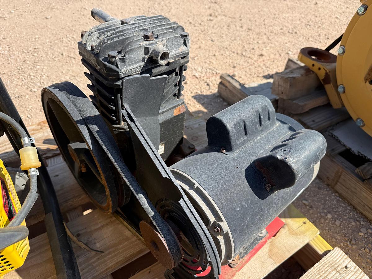 Used PALLET W/ POWERTRAIN PT8000EXCS-DF DUAL FUEL 8K WATT GENERATOR & VT470000AV AIR COMPRESSOR P/B ELEC MOTOR