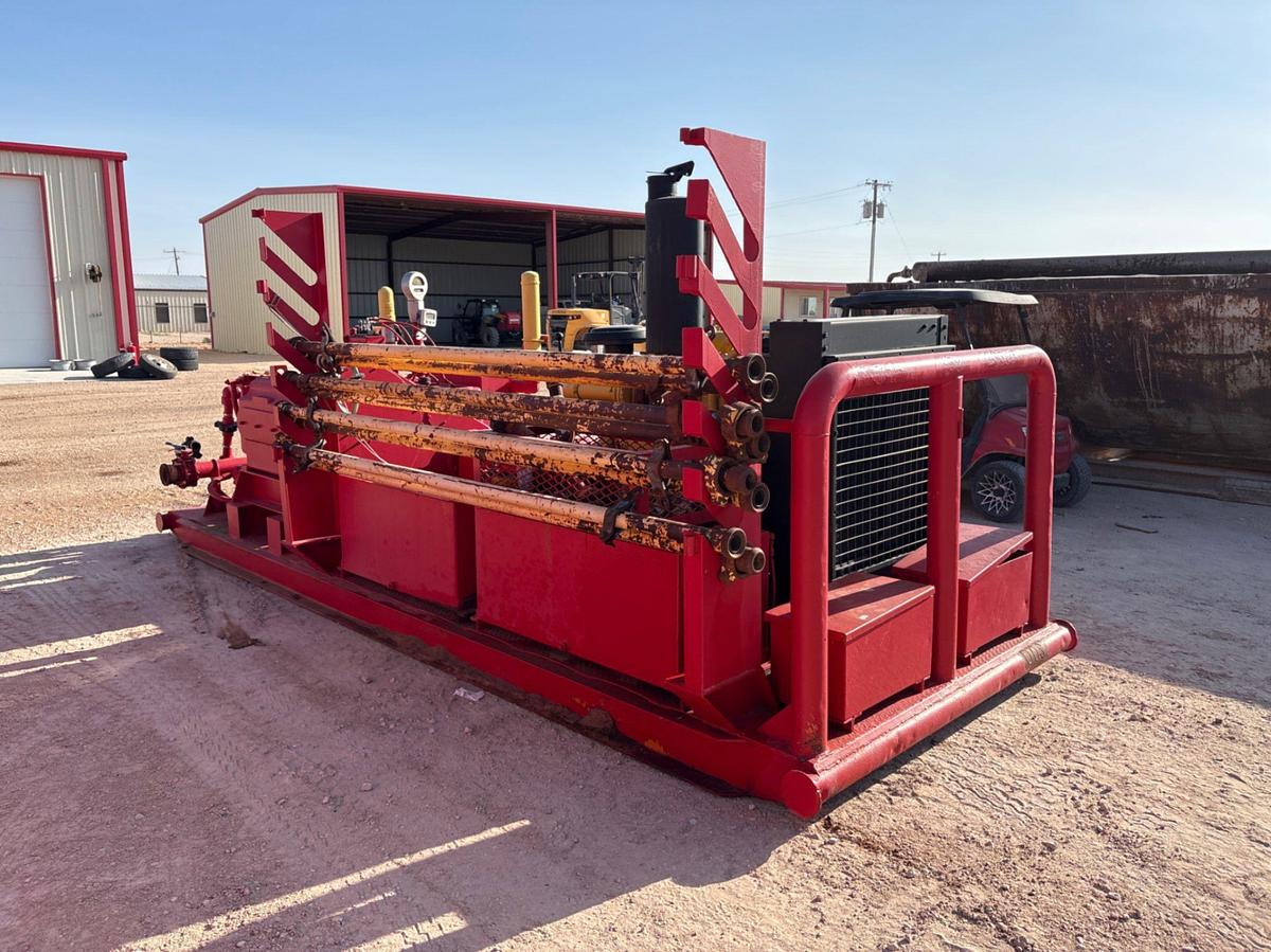 Used Gardner Denver TEE triplex pump unit, skidded
