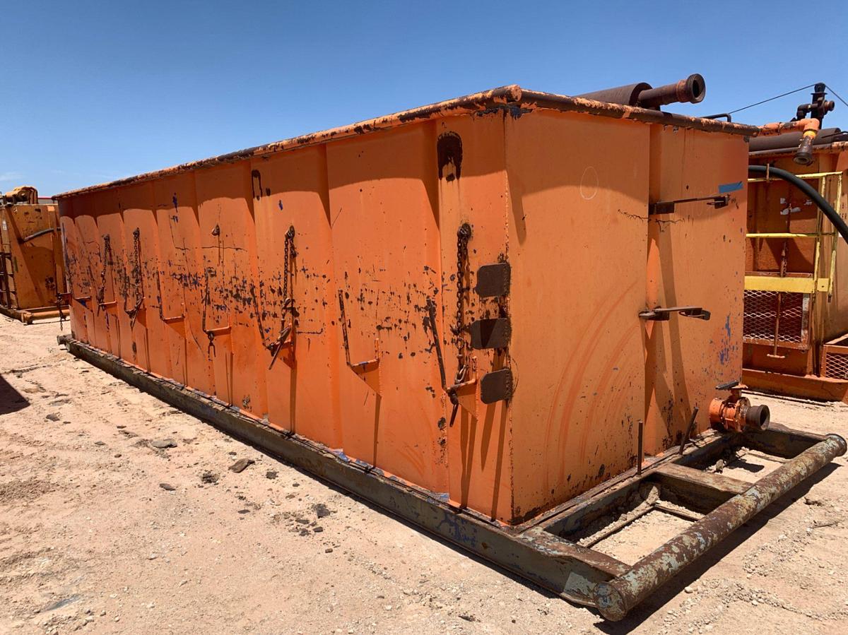 Used 21’ L x 9’ W x 8’ T 115 Bbl Open Top Skidded Tank